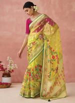 Brasso Yellow Festival Wear Printed Saree